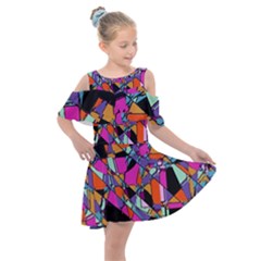 Abstract 2 Kids  Shoulder Cutout Chiffon Dress by LW323