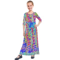 Vibrant-vases Kids  Quarter Sleeve Maxi Dress by LW323