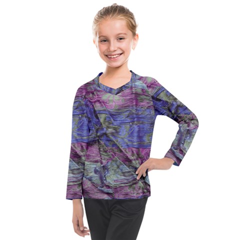 Warp And Weft Kids  Long Mesh Tee by kaleidomarblingart