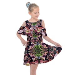 Shrubs Repeats Kids  Shoulder Cutout Chiffon Dress by kaleidomarblingart