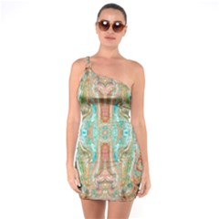 Emerald Marbling One Soulder Bodycon Dress by kaleidomarblingart