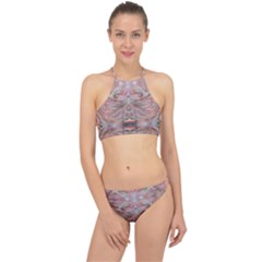 Pink Arabesque Iv Racer Front Bikini Set by kaleidomarblingart