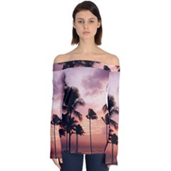 Palm Trees Off Shoulder Long Sleeve Top by LW323