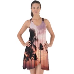 Palm Trees Show Some Back Chiffon Dress by LW323