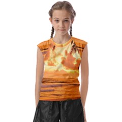 Sunset Beauty Kids  Raglan Cap Sleeve Tee by LW323