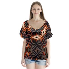 Fun In The Sun V-neck Flutter Sleeve Top by LW323