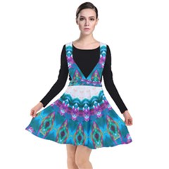 Peacock Plunge Pinafore Dress by LW323