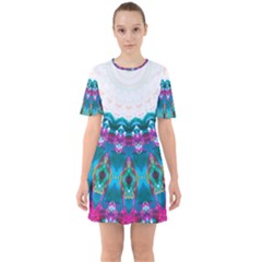 Peacock Sixties Short Sleeve Mini Dress by LW323