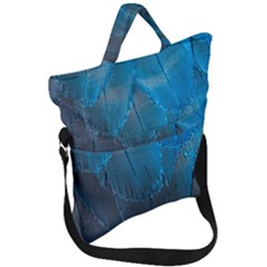 Feathery Blue Fold Over Handle Tote Bag by LW323