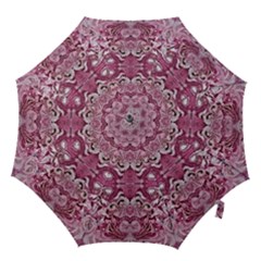 Pink Marbling Symmetry Hook Handle Umbrellas (large) by kaleidomarblingart