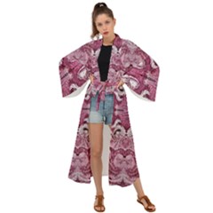 Pink Marbling Symmetry Maxi Kimono by kaleidomarblingart