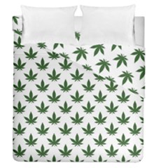 Weed At White, Ganja Leafs Pattern, 420 Hemp Regular Theme Duvet Cover Double Side (queen Size) by Casemiro