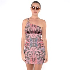 Pink Arabesque Iv One Soulder Bodycon Dress by kaleidomarblingart