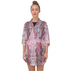 Pink On Grey I Repeats Half Sleeve Chiffon Kimono by kaleidomarblingart