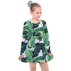 Banana Leaves Kids  Long Sleeve Dress by goljakoff