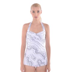 Topography Map Boyleg Halter Swimsuit  by goljakoff