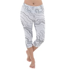 Topography Map Lightweight Velour Capri Yoga Leggings by goljakoff