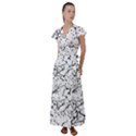 Black And White Grunge Abstract Print Flutter Sleeve Maxi Dress View1