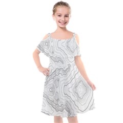 Topography Map Kids  Cut Out Shoulders Chiffon Dress by goljakoff