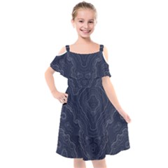 Blue Topography Kids  Cut Out Shoulders Chiffon Dress by goljakoff