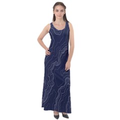 Topography Map Sleeveless Velour Maxi Dress by goljakoff