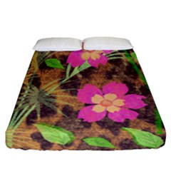 Jungle Floral Fitted Sheet (california King Size) by PollyParadise