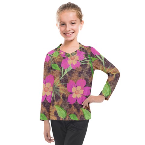 Jungle Floral Kids  Long Mesh Tee by PollyParadise