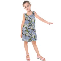 Pear Branch With Flowers Kids  Sleeveless Dress by SychEva