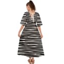 Zebra stripes, black and white asymmetric lines, wildlife pattern Kimono Sleeve Boho Dress View2