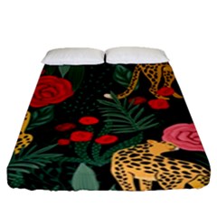 Leopardrose Fitted Sheet (queen Size) by PollyParadise