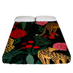 Leopardrose Fitted Sheet (california King Size) by PollyParadise