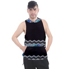 Blue Ocean Minimal Liquid Painting Men s Sleeveless Hoodie by gloriasanchez