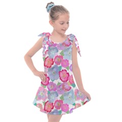 Bright, Joyful Flowers Kids  Tie Up Tunic Dress by SychEva