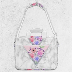 Minimal Pink Floral Marble A Macbook Pro Shoulder Laptop Bag  by gloriasanchez