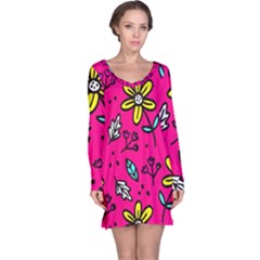 Flowers-flashy Long Sleeve Nightdress by alllovelyideas