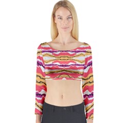 Earth Boho Print Long Sleeve Crop Top by gloriasanchez