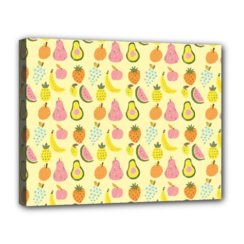 Tropical Fruits Pattern  Canvas 14  X 11  (stretched) by gloriasanchez