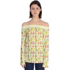 Tropical Fruits Pattern  Off Shoulder Long Sleeve Top by gloriasanchez