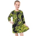 Acid green patterns Kids  Quarter Sleeve Shirt Dress View1