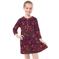 Folk Floral Art Pattern  Flowers Abstract Surface Design  Seamless Pattern Kids  Quarter Sleeve Shirt Dress by Eskimos