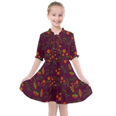 Folk Floral Art Pattern  Flowers Abstract Surface Design  Seamless Pattern Kids  All Frills Chiffon Dress by Eskimos