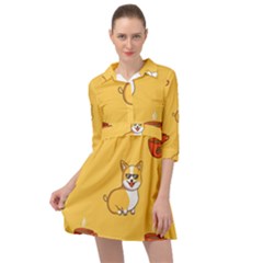 Corgi And Coffee Mini Skater Shirt Dress by Bigfootshirtshop