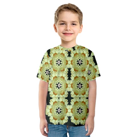 Summer Sun Flower Power Over The Florals In Peace Pattern Kids  Sport Mesh Tee by pepitasart