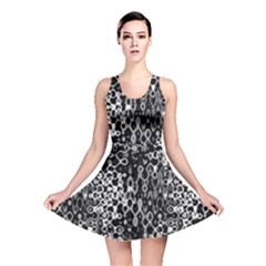 Black And White Modern Abstract Design Reversible Skater Dress by dflcprintsclothing