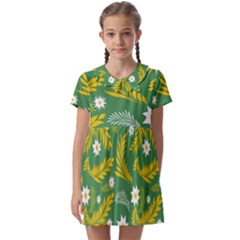 Folk Flowers Art Pattern Floral Abstract Surface Design  Seamless Pattern Kids  Asymmetric Collar Dress by Eskimos