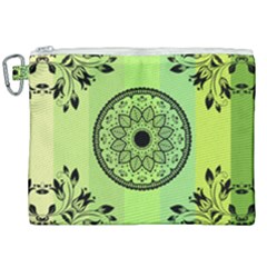 Green Grid Cute Flower Mandala Canvas Cosmetic Bag (xxl) by Magicworlddreamarts1