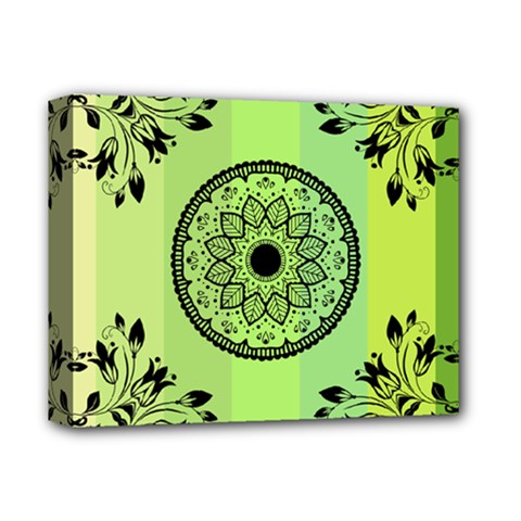 Green Grid Cute Flower Mandala Deluxe Canvas 14  X 11  (stretched) by Magicworlddreamarts1