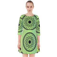 Green Grid Cute Flower Mandala Smock Dress by Magicworlddreamarts1