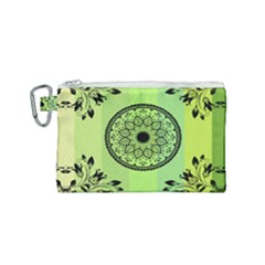 Green Grid Cute Flower Mandala Canvas Cosmetic Bag (small) by Magicworlddreamarts1