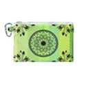 Green Grid Cute Flower Mandala Canvas Cosmetic Bag (Medium) View1